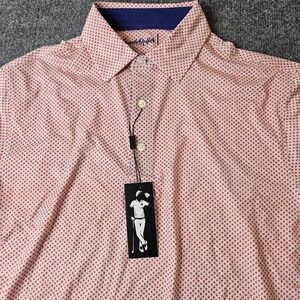 NWT Grunk Dolfer Men's Golf Polo Shirt Size Medium Red Stars‎